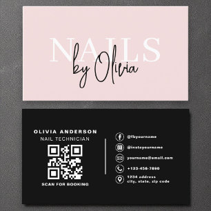 Modern QR Code Nail Specialist Artist Typography  Business Card