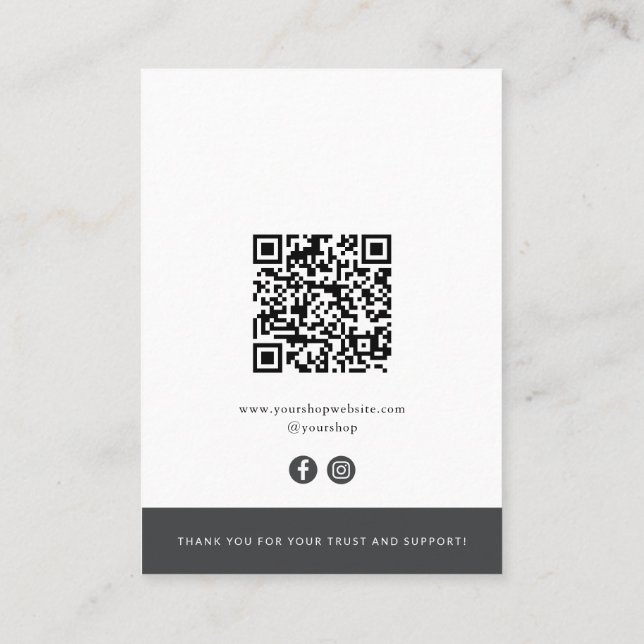 Modern QR Code Necklace Earrings Display Card (Back)