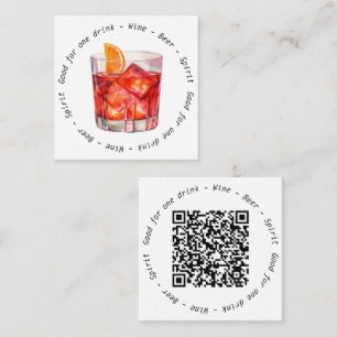 Modern QR Code Negroni Drink Voucher Square Business Card