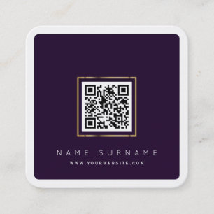 Modern QR code networking scannable logo simple Square Business Card