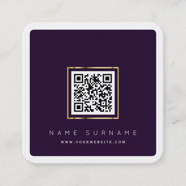 Modern QR code networking scannable logo simple Square Business Card (Front)