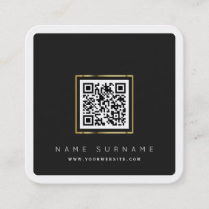 Modern QR code networking scannable logo simple Square Business Card