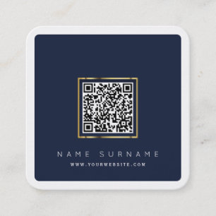 Modern QR code networking scannable logo simple Square Business Card