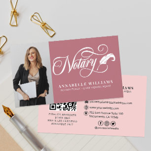 Modern QR Code Notary Photo  Business Card