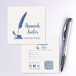 Modern QR Code Notary Public Loan Signing Agent  Square Business Card