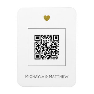 Modern QR Code on White Wedding Invitation Magnet