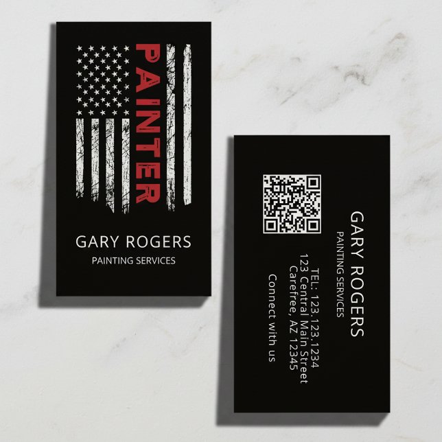 Modern QR Code Painter American Flag Business Card (Creator Uploaded)
