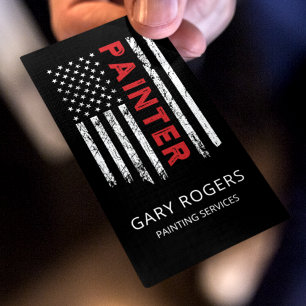 Modern QR Code Painter American Flag Business Card