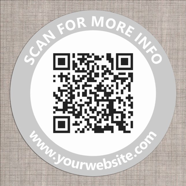 Modern QR Code personalised Text Black Grey White Classic Round Sticker (Creator Uploaded)