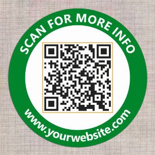 Modern QR Code personalised Text Forest Green Classic Round Sticker