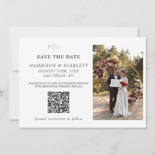 Modern QR Code Photo Back Save The Date Invitation