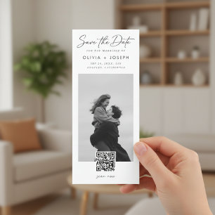 Modern QR Code Photo Bookmark Wedding Save The Date