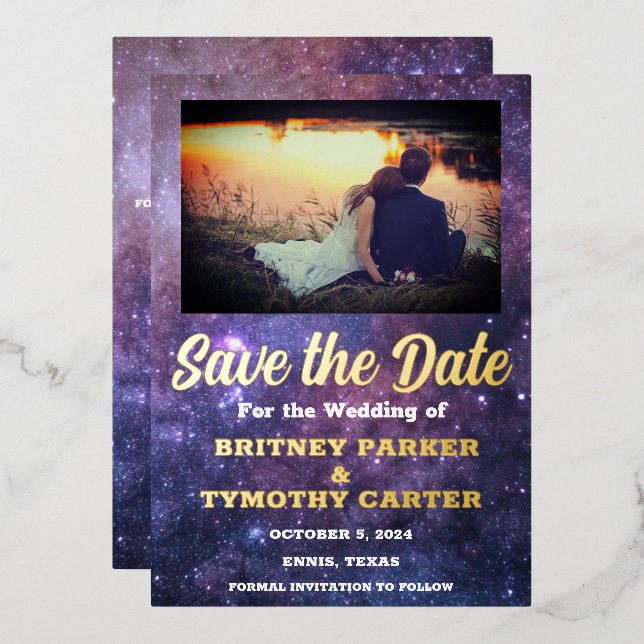 Modern QR Code Photo Celestial Galaxy Wedding (Front/Back)