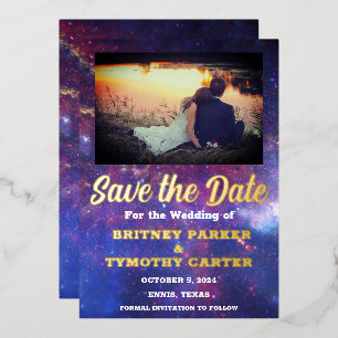 Modern QR Code Photo Celestial Galaxy Wedding Foil