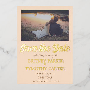 Modern QR Code Photo Champagne Ivory Wedding Foil 