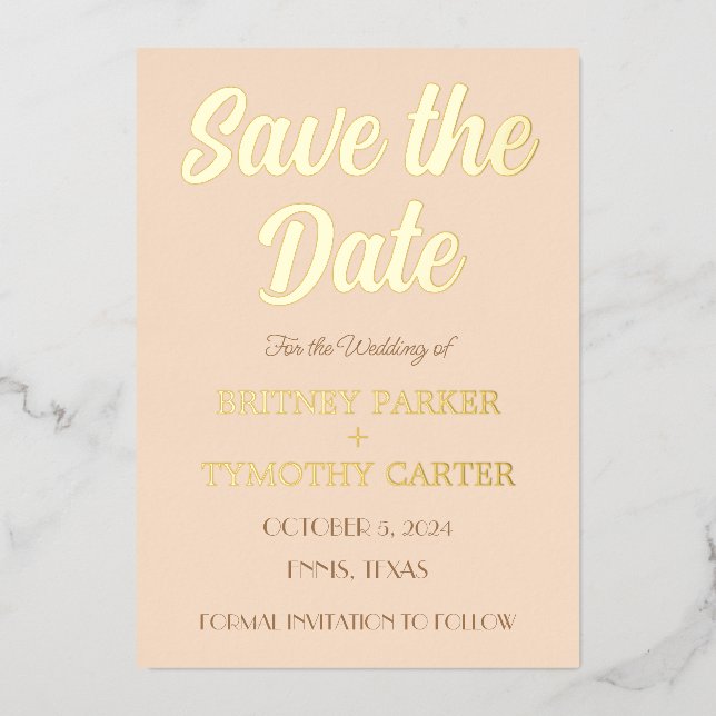 Modern QR Code Photo Champagne Script Wedding Foil (Front)