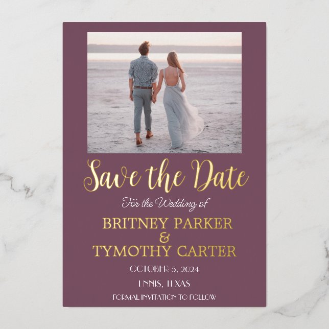 Modern QR Code Photo Lavender Purple Wedding  Foil (Front)