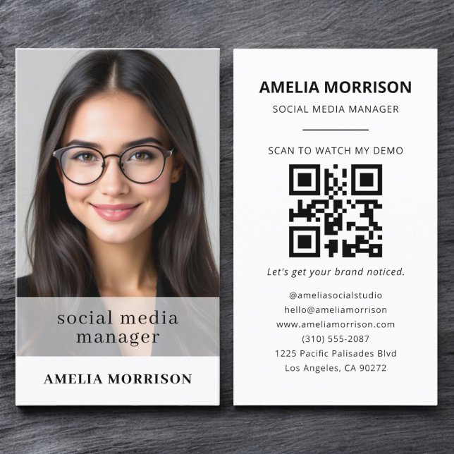 Modern QR Code Photo Minimalist Professional Business Card (Creator Uploaded)