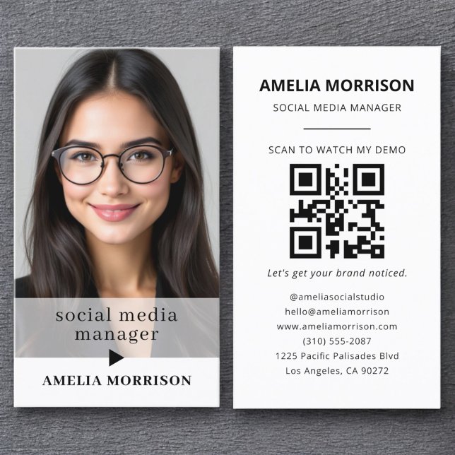 Modern QR Code Photo Minimalist Professional Business Card (Creator Uploaded)