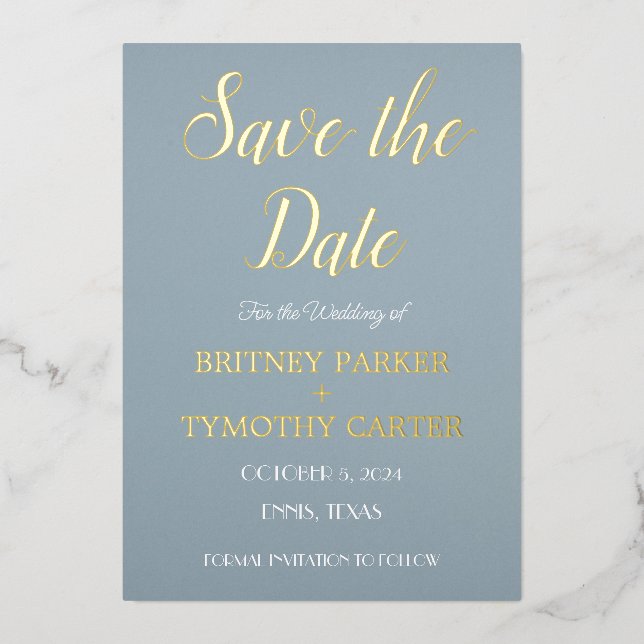 Modern QR Code Photo Script Dusty Blue Wedding (Front)