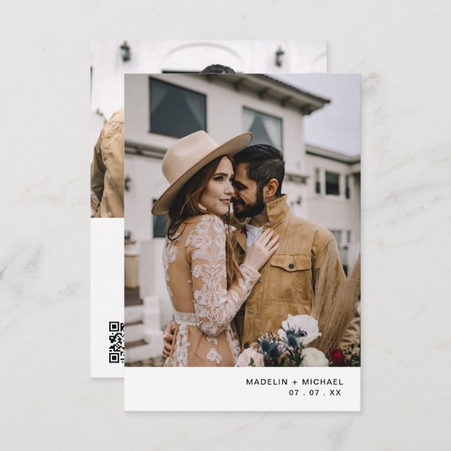 Modern QR Code Photo Wedding Invitation (Front/Back)