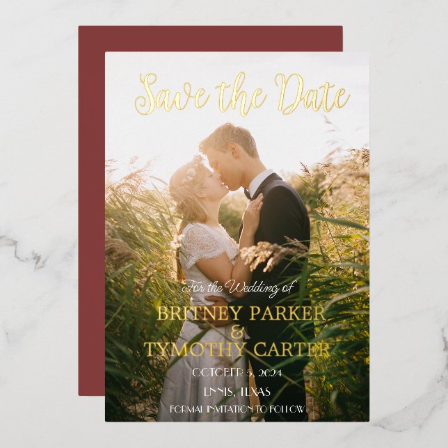 Modern QR Code Photo Wine Burgundy Script Wedding (Front/Back)