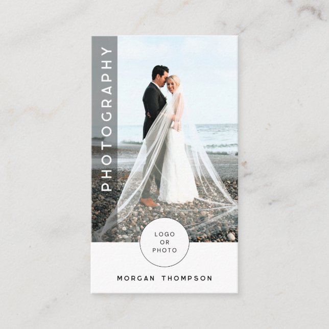 Modern QR Code Photography Business Card (Front)