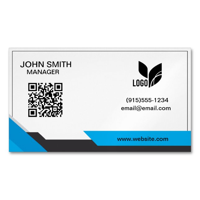 Modern QR Code Professional Magnetic Business Card (Front)