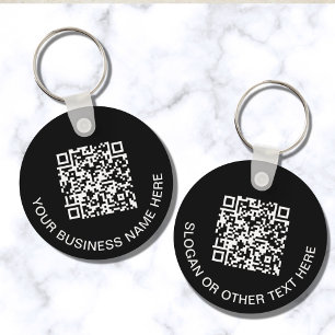 Modern QR Code Promotional Black Key Ring