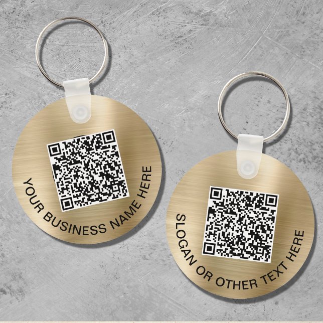 Modern QR Code Promotional Gold Key Ring (Creator Uploaded)