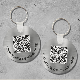 Modern QR Code Promotional Silver Key Ring
