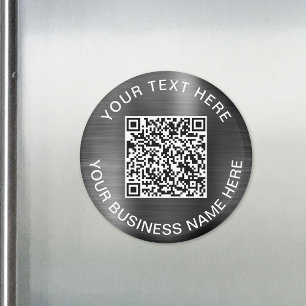 Modern QR Code Promotional Silver Magnet