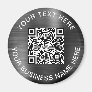 Modern QR Code Promotional Silver Magnet