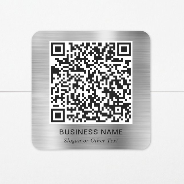 Modern QR Code Promotional Silver Square Sticker (Modern QR Code Promotional Silver Square Sticker)
