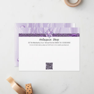 Modern QR Code Purple Silk Foil Business Store Card
