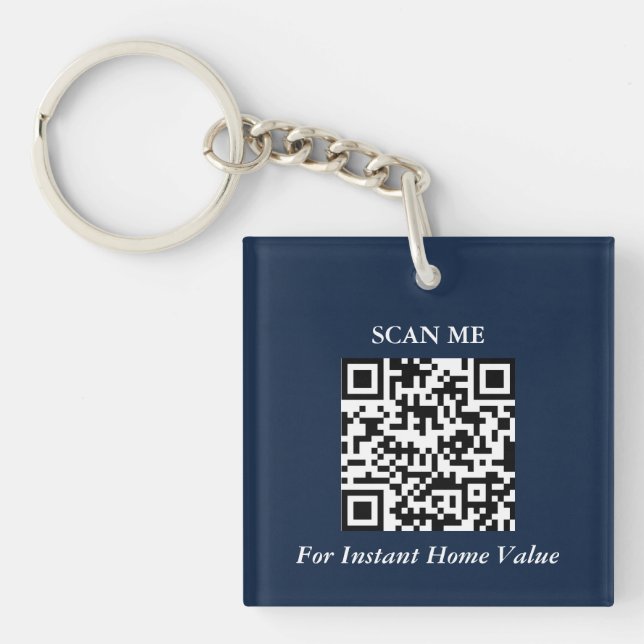 Modern QR Code Realtor Keychain (Front)