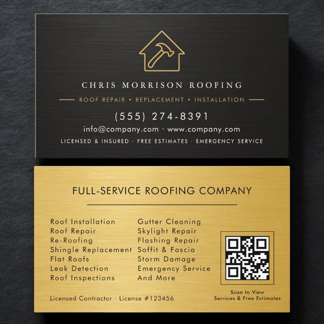 Modern QR Code Roofing Roofer Service  Business Card (Creator Uploaded)