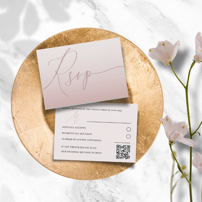 Modern QR Code Rose Gold Simple RSVP Wedding (Creator Uploaded)