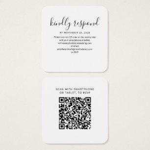 Modern QR Code RSVP Wedding Website Response Card