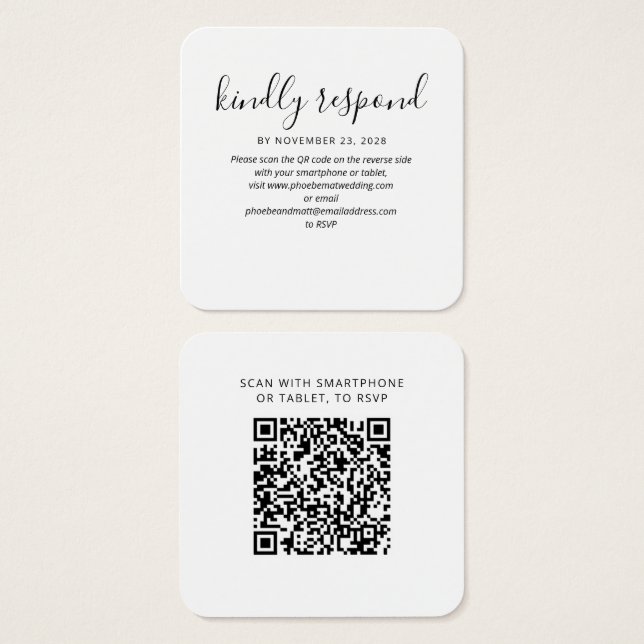 Modern QR Code RSVP Wedding Website Response Card (Front & Back)