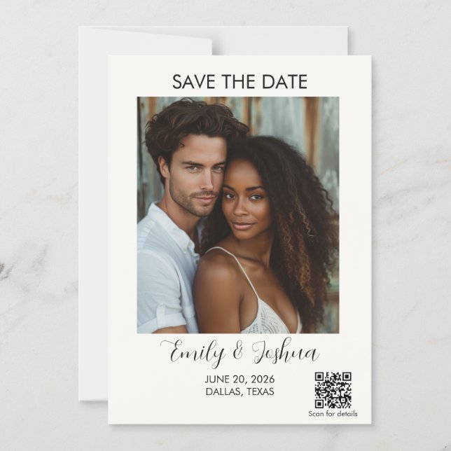 Modern QR Code Save the Date Magnet (Front)