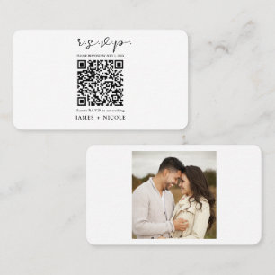 Modern QR Code Scannable Wedding R.S.V.P. Reply Business Card