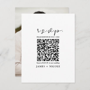 Modern QR Code Scannable Wedding R.S.V.P. Reply  Invitation