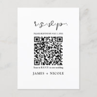 Modern QR Code Scannable Wedding R.S.V.P. Reply