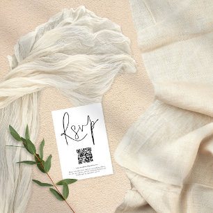 Modern QR Code Script Wedding Any Colour RSVP Card