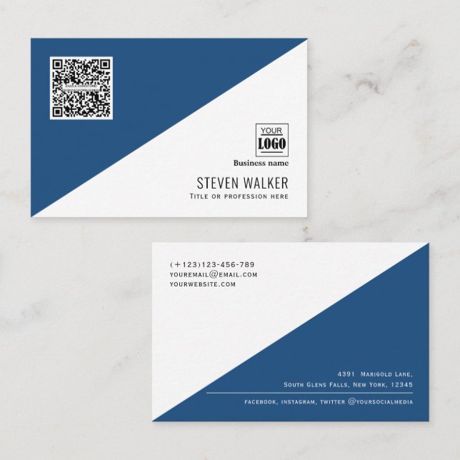 Modern QR Code Simple Professional Corporate Busin Business Card (Front/Back)
