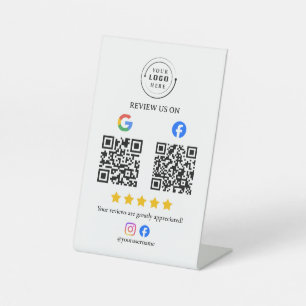 Modern QR Code Social Media Custom Logo Digital Pedestal Sign