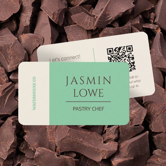 Modern QR Code Social Media Let's Connect Green Business Card (Creator Uploaded)