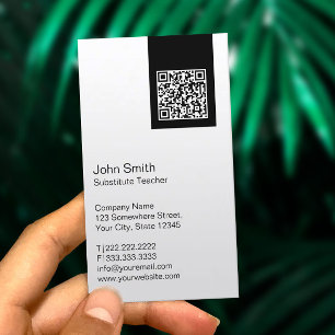 Modern QR code Substitute Teacher Business Card