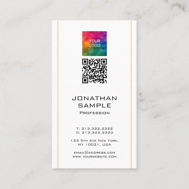 Modern QR Code Upload Corporate Logo Professional Business Card (Front)